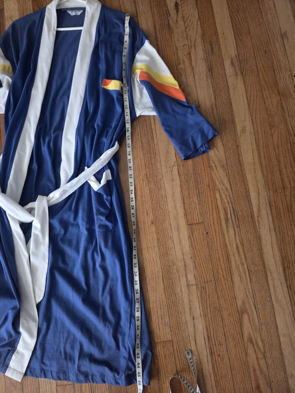 Vintage Christian Dior Monsieur Colorblock Logo Lounge Coat Belted Blue White OS - Picture 7 of 14